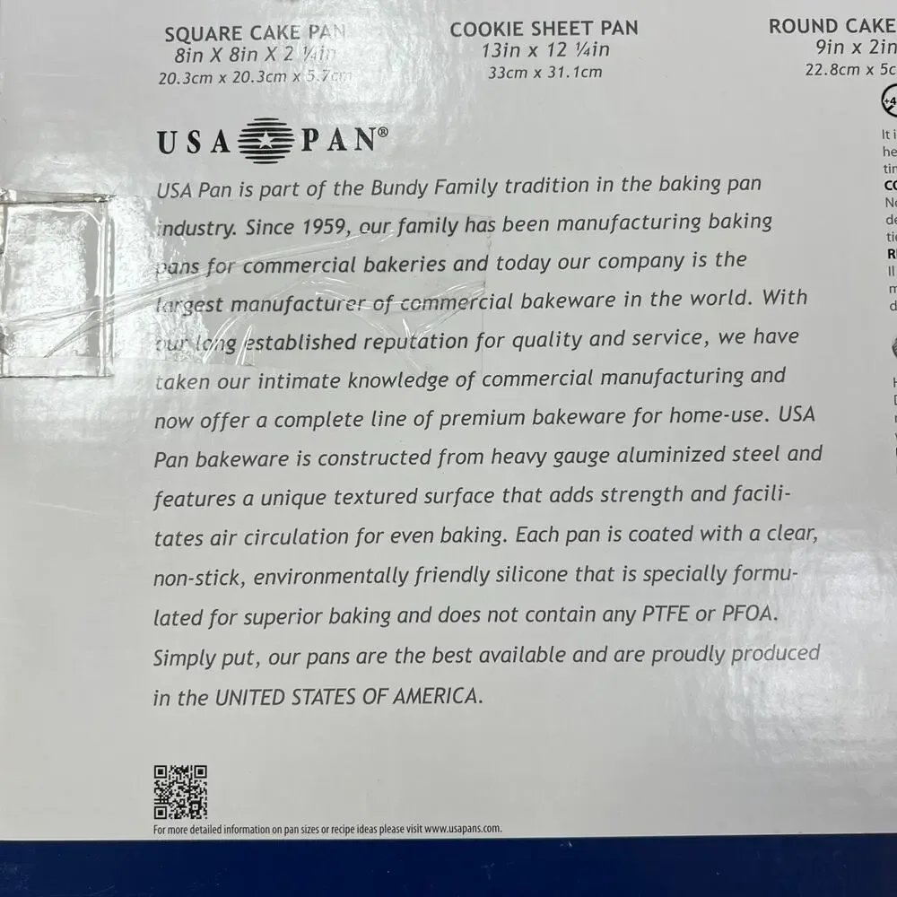 USA Pan 5-Piece Commercial Nonstick Bakeware Set Made in USA 1360ST New in Box